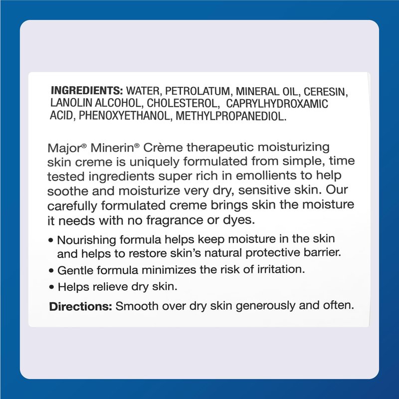 MAJOR Therapeutic Moisturizing Minerin Créme - Body Cream Moisturizer for Dry Skin - Fragrance-Free - 16 Oz. (1 Pack)