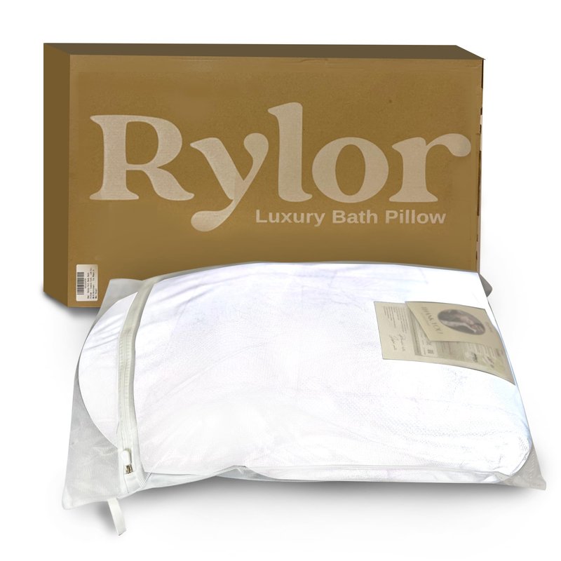 Rylor Full Body Bath Pillow – Luxury Cushion for Bathtub | Extra Large & Thick | Premium Packaging - Head, Neck, Shoulder & Back Support – Quick-Dry, Mold Resistant – for Women & Men (White)