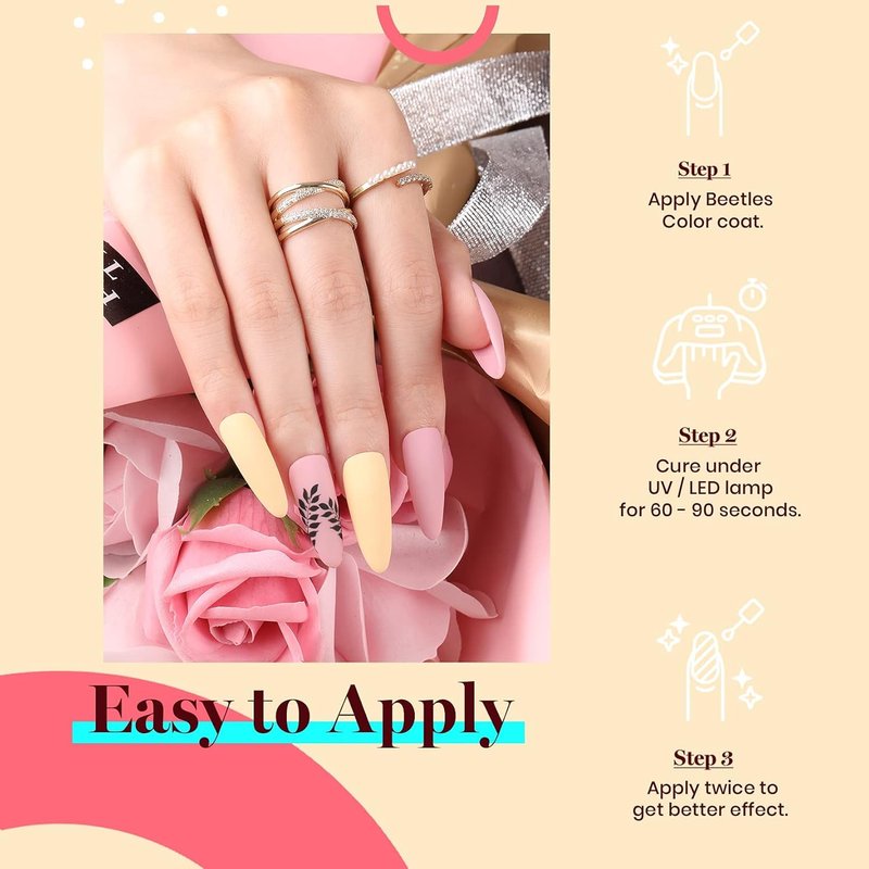 Beetles Yellow Gel Polish - Lemon Chiffon 15ML | Long-Lasting Pastel Yellow Nail Art for Summer Manicures