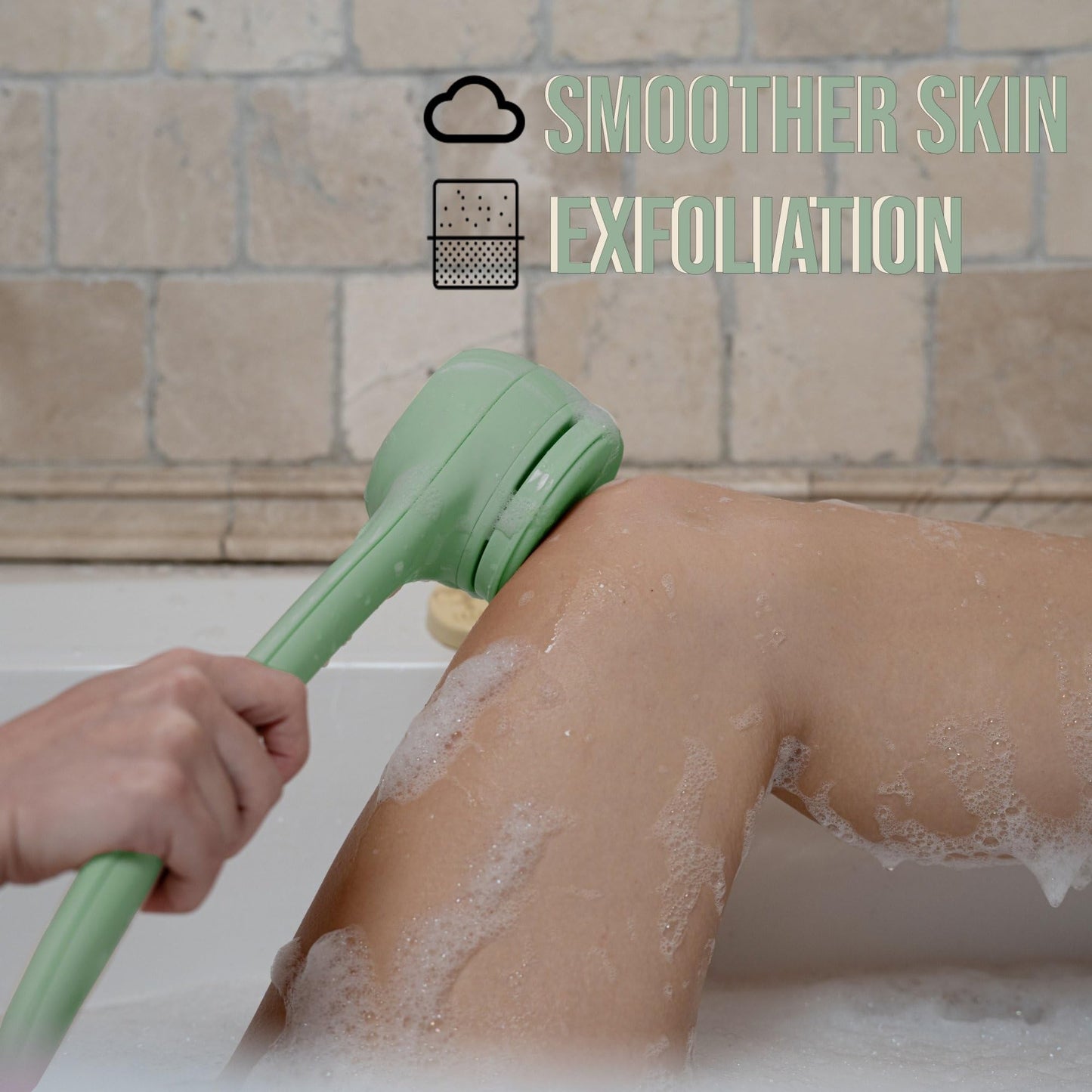 Aurelux Electric Body Brush Back Scrubber for Shower, Waterproof Rechargeable Bath & Body Brush with Long Dual Handle, 5 Heads, 2 Speeds, Nylon Bristles for Cleansing, Exfoliating and Massaging Skin