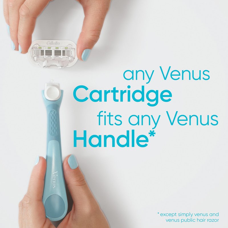 Gillette Venus Extra Smooth Razor for Women, Includes 1 Reusable Razor Handle + 4 Refills, 5-Bladed, Ergonomic No-Slip Gel Handle and Shower Holder