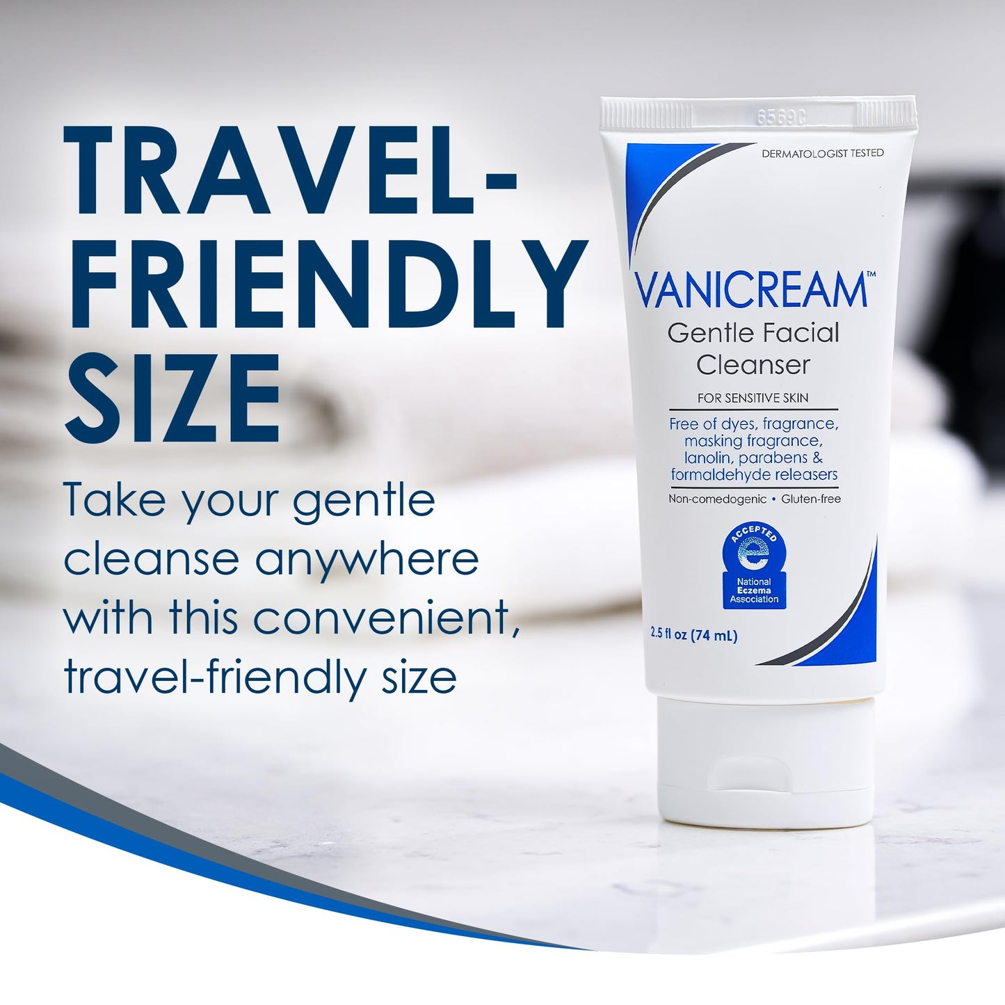 Vanicream Gentle Facial Cleaner, 2.5 Fl Oz, Formulated without Common Irritants for Sensitive Skin, Removes Makeup, Dirt & Excess Oils, Non-Comedogenic, pH-Balanced Face Wash