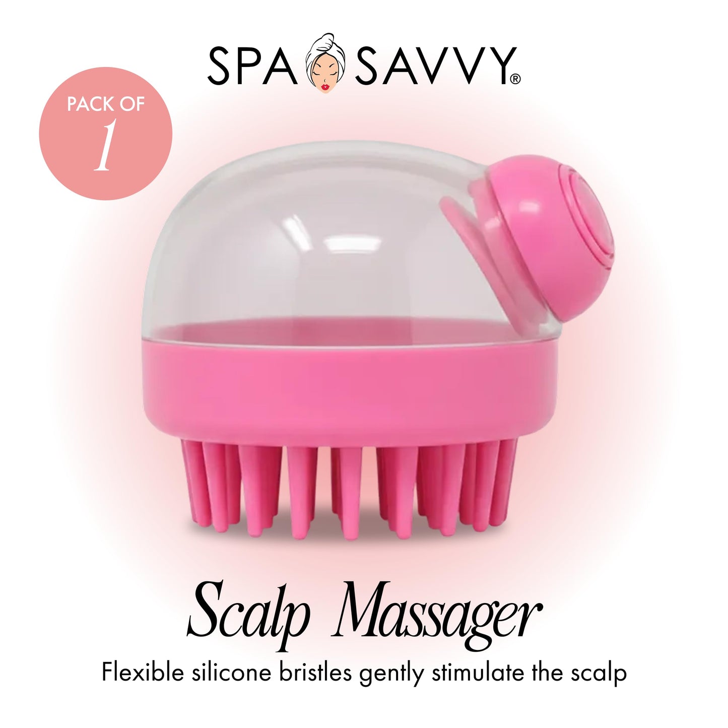 Spa Savvy Scalp Massager, Handheld Head and Temple Scrubber Brush for Hair Stimulation