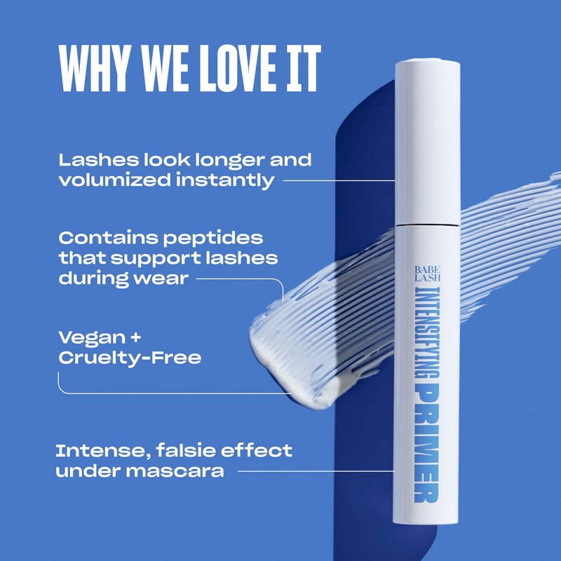 Babe Original Intensifying Lash & Mascara Primer and Lash Mask with Peptides, Shea Butter & Castor Seed Oil Condition & Nourish, Boost Mascara Length, Definition, Volume, Cruelty-Free & Vegan