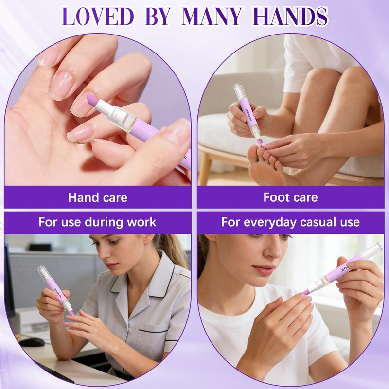 Skiennix 2-in-1 Cuticle Oil Pusher Pen - Ceramic Nail Care Tool for Moisturizing & Brightening Dry Nails