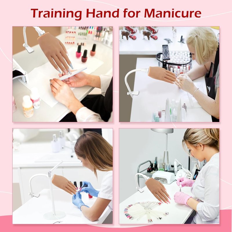 Acrylic Nail Practice Hand - Flexible Silicone Mannequin with Realistic Fingers | Ideal for Beginners