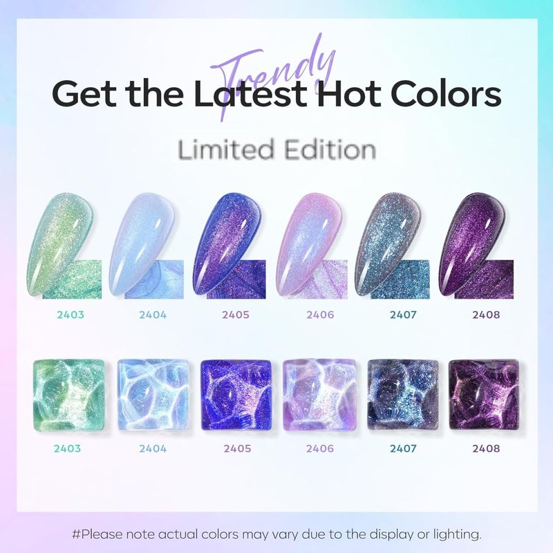 Modelones Gel Nail Polish Set | 6 Colors Chameleon Aurora Shimmer Glitter | Soak Off LED Nail Art Kit