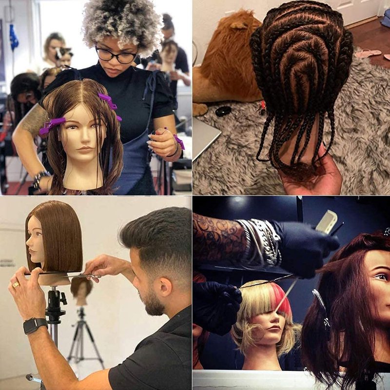 Mannequin Head with Human Hair Manikin Head 16 inch 100% Real Hair Doll Head for Hair Styling Salon Training Head Cosmetology Braiding Practice Mannequin Manikin Head Hairdresser (16 Inches)