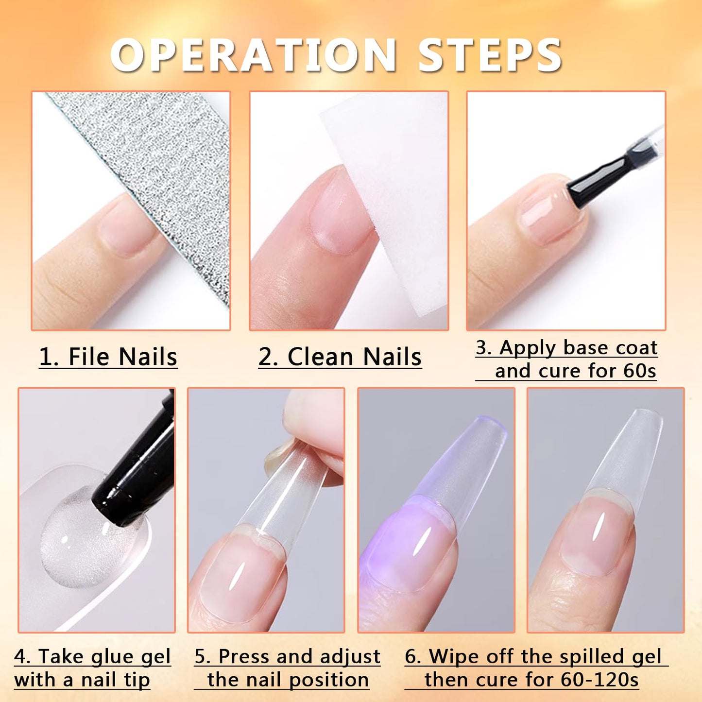 SUTOKAKA Gel Nail Glue for Nails Tips, 2pcs 15g Super Strong Solid Gel Soak Off for Acrylic Extensions Fake Nails Press On Nails U V Lamp Curing Needed Long Lasting Gel Glue Kit