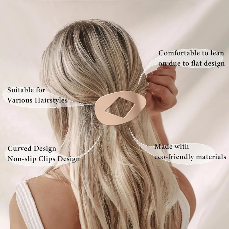 Flat Hair Clips for Women - 8 Pcs Matte No-Slip Claw Clips | Strong Hold Barrettes for Thick & Curly Hair