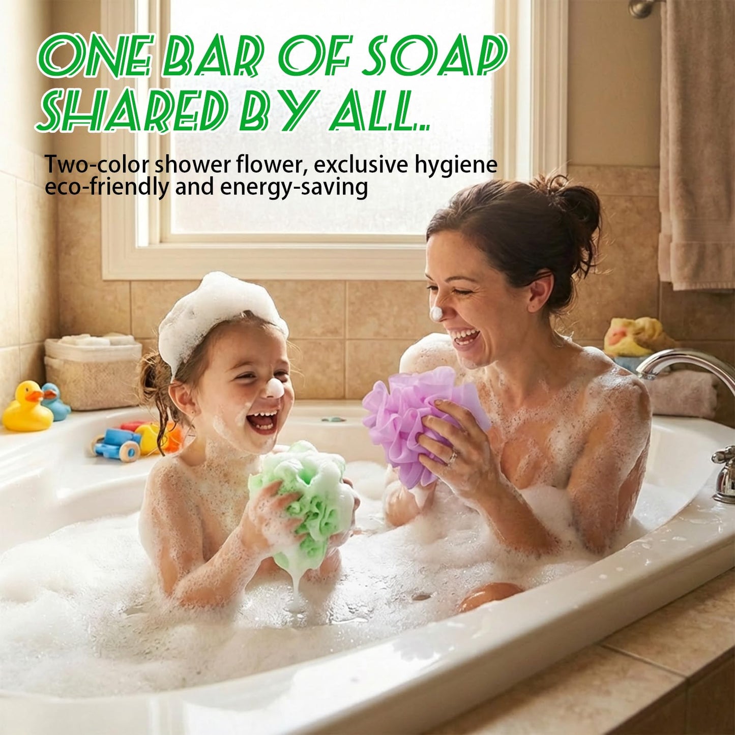 2 Pack Loofah Sponge Shower Loofahs - 50G Bath Sponges Mesh Balls with Pocket to Hold Soape - 2 Colors Exfoliator Wash Back Scrubber for Women & Men