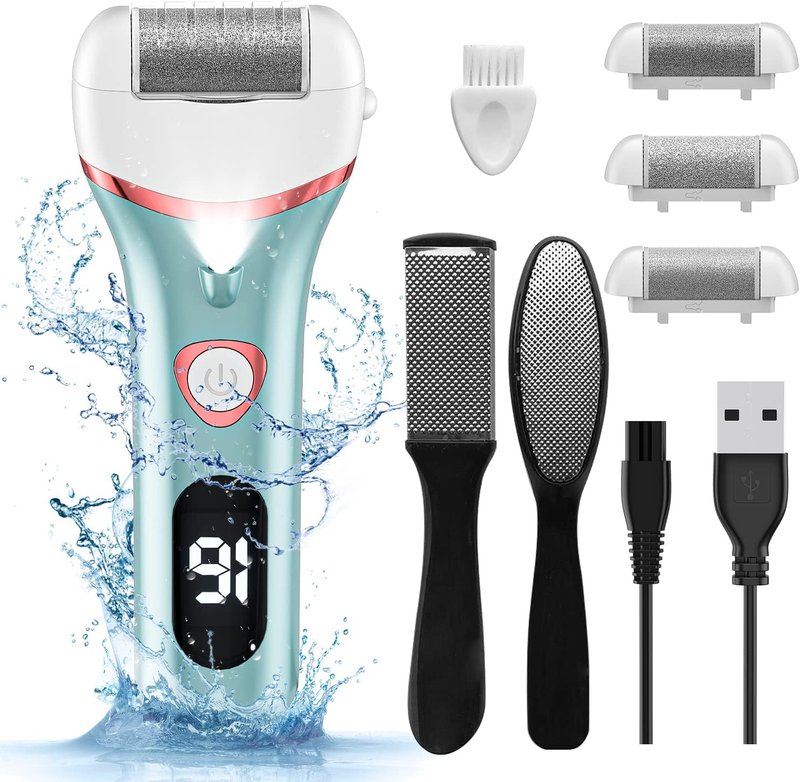 Skiennix Electric Foot Callus Remover - Rechargeable Waterproof Pedicure Tool | 3 Rollers Included