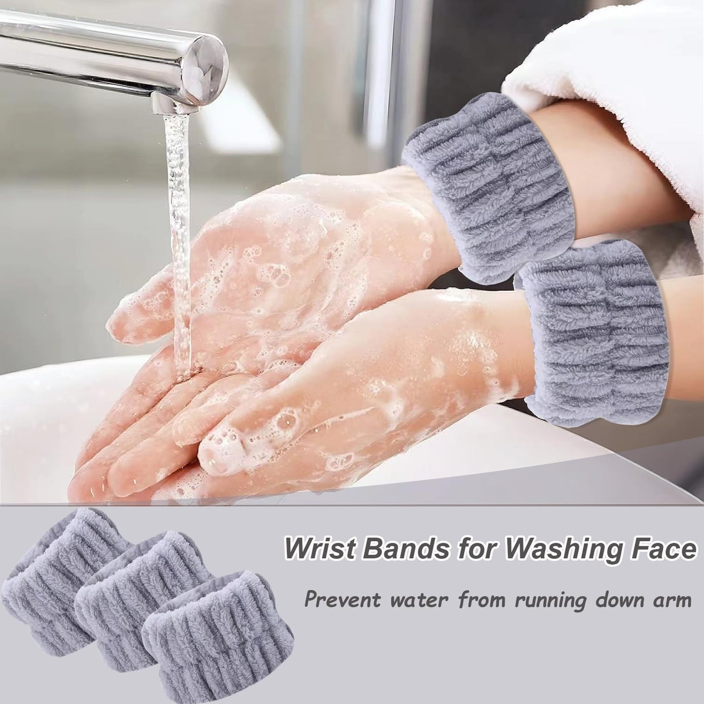 TS-MAYKA 20 Pcs Wrist Bands for Washing Face, Absorbent Face Washing Wristbands, Spa Wrist Towels Beauty Towel Bands Arm Bands for Washing Face for Stop Water Running Down Arms
