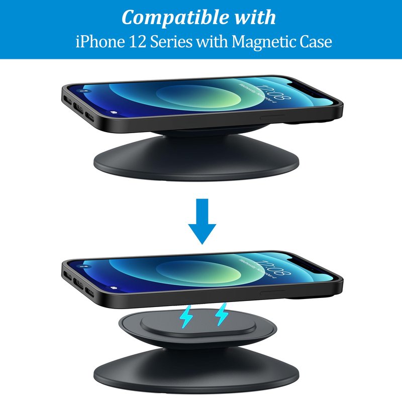 PlusAcc Stand for Show 11 & Show 8 (2025 Release) & for iPhone Models - Adjustable Tilt Holder, Table Display Stand Desktop Base Accessories Compatible with iPhone 12, Non-Slip Base (Graphite)