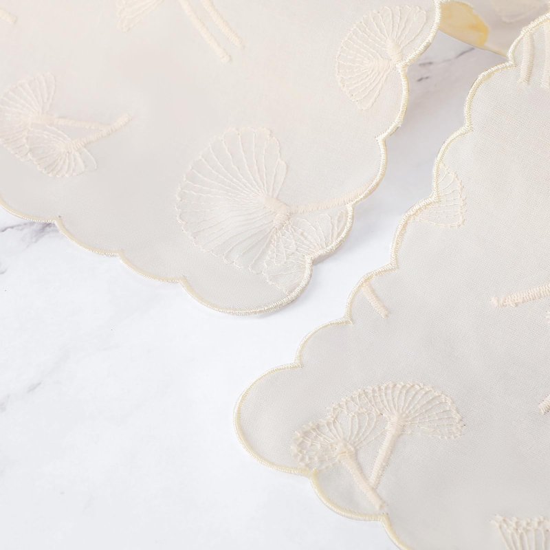 DoreenBeads Women's Cotton Handkerchiefs Dandelion Scalloped Embroidered Ladies Hankies for Wedding Parties 3Pcs