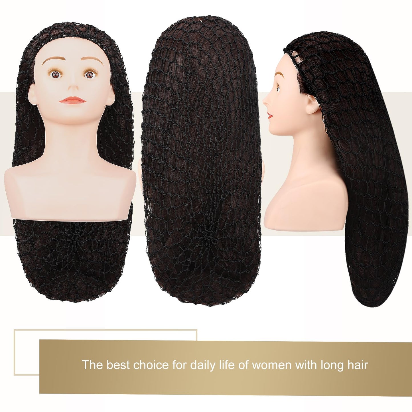 XLSXEXCL 5 Pcs Snoods for Women: Extra Large Rayon Mesh Hair Wraps, Crochet Sleep Bonnets
