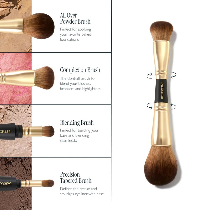 Laura Geller New York | Professional Makeup Brushes Set - 20 Cruelty-Free 4-in-1 Travel Brushes