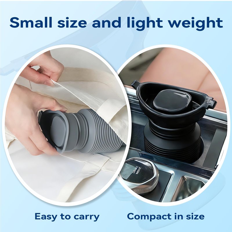 Pee Bottles for Men, Collapsible Emergency Urinal With Disposable Replacement Bags, Leakproof Car Pee Bottle for Men and Women, 2-PCS Urine Bottle, Travelling, Traffic Jams & Hiking (gray and black)