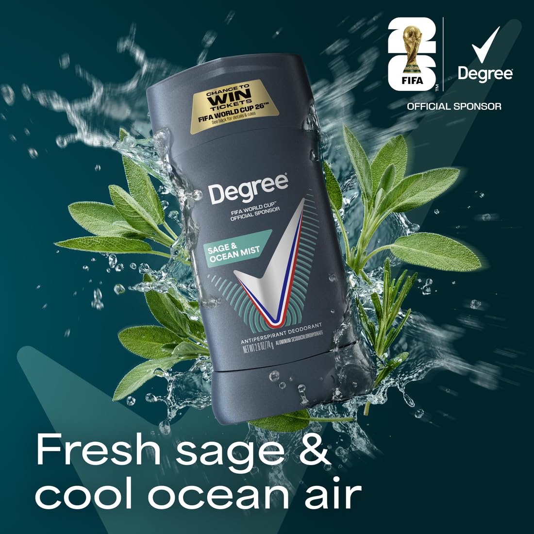 Degree Men Advanced Antiperspirant Deodorant 72-Hour Sweat and Odor Protection Sage and Ocean Mist Deodorant for Men with Motionsense Technology 2.7 oz 4 Count