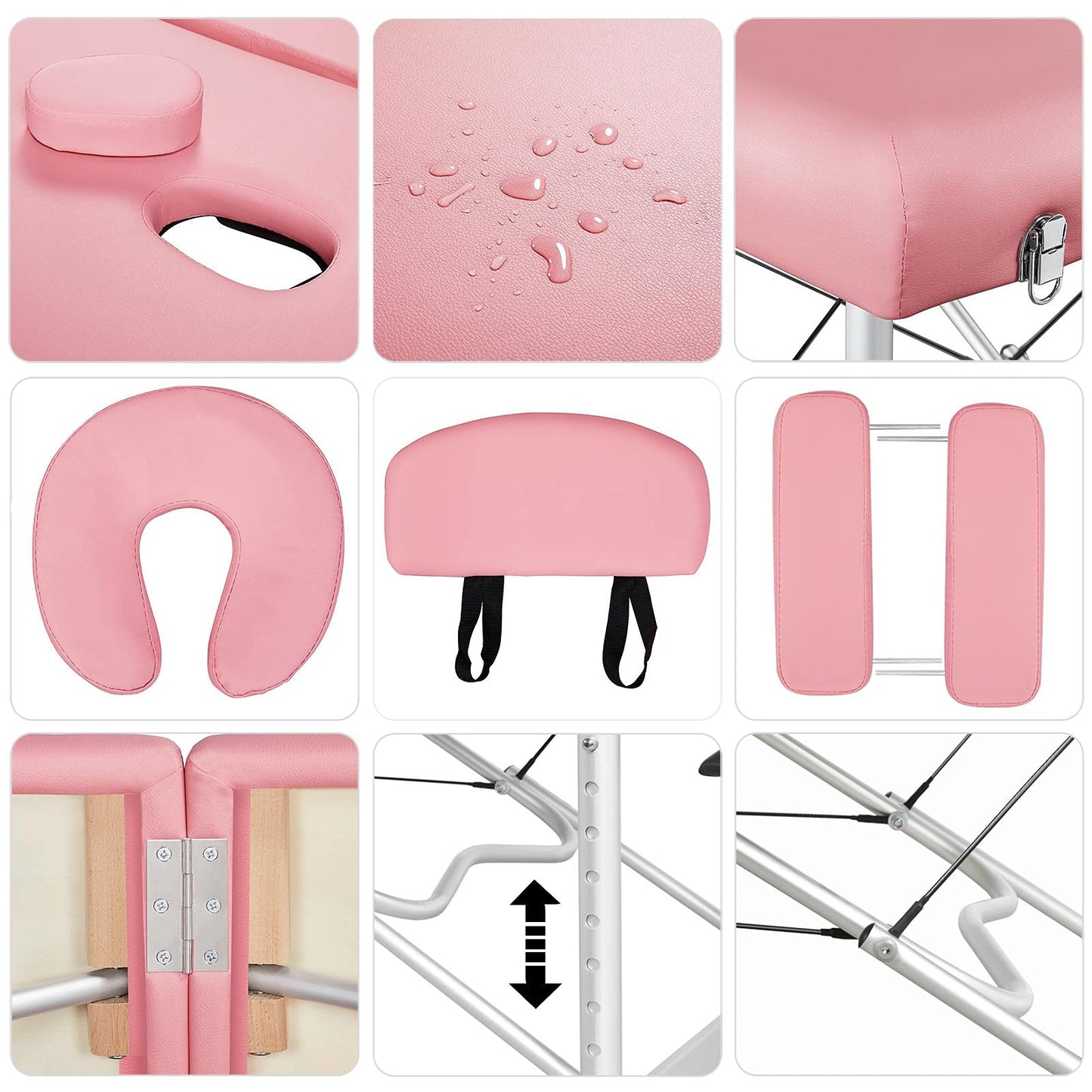Yaheetech Massage Tables Portable Spa Bed Aluminum Facial Tattoo Bed Lash Bed for Eyelash Extensions Pink