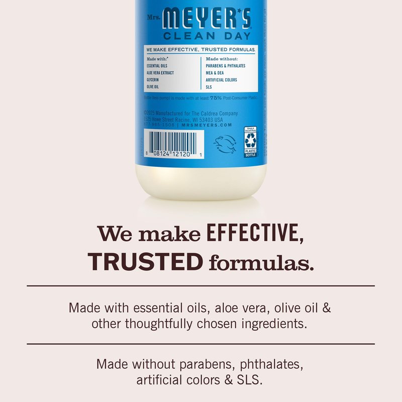 Mrs. MEYER'S CLEAN DAY Hand Soap, Blueberry Scent, 12.5 Fl Oz Bottle - 3 Pack