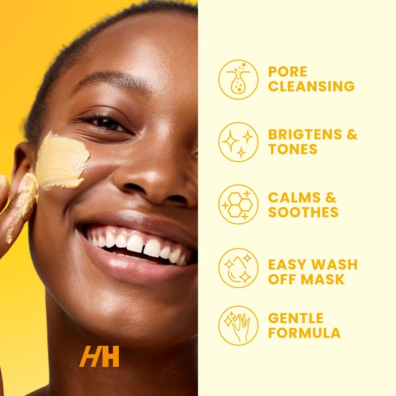 Handmade Heroes Vitamin C Turmeric Clay Mask – Facial Treatment Mask for Brightening Dark Spots, Detoxifying & Radiance – Deep Pore Cleansing for Dull, Uneven Skin