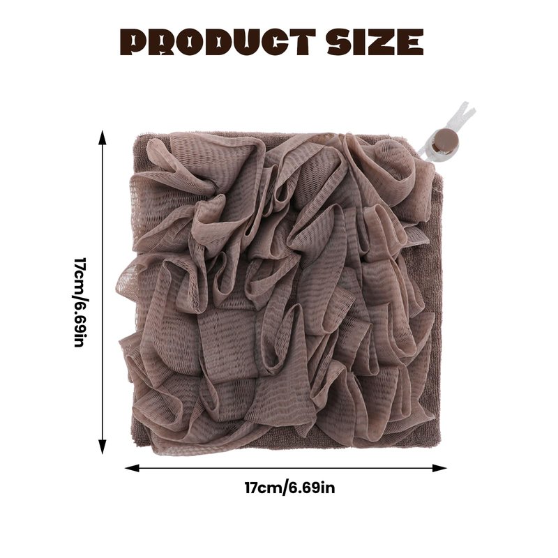 3 Pack 2 in 1 Loofah Washcloth with Drawstring, Soap Bar Loofah That Holds Bar Soap-Exfoliation Mesh Shower Ball, Reusable Shower Sponge for Body Wash (Coffee, Khaki, Beige)