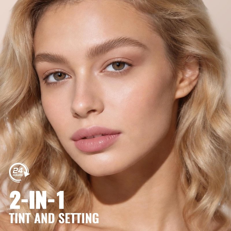 2 Pack Eyebrow Tint and Setting 2 in 1 Fluffy Volumizing Brow Mousse Kit, All Day Hold Brow Dye Gel with Brush For Natural Full-Looking Eyebrow Makeup