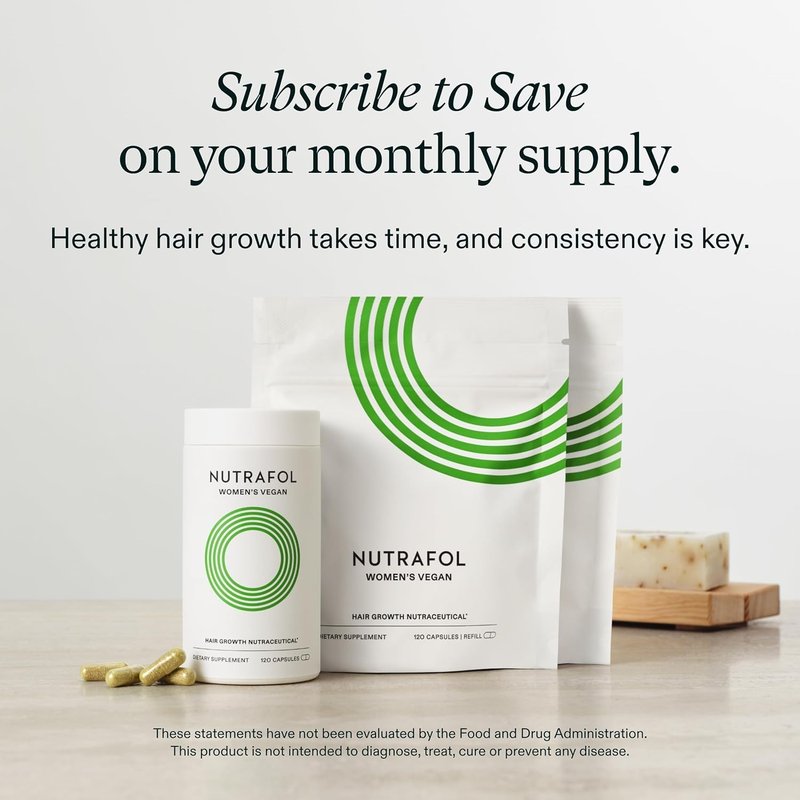 Nutrafol Women's Hair Growth Supplements - Clinically Tested for Thicker, Stronger Hair | 100% Vegan, 2-Month Supply