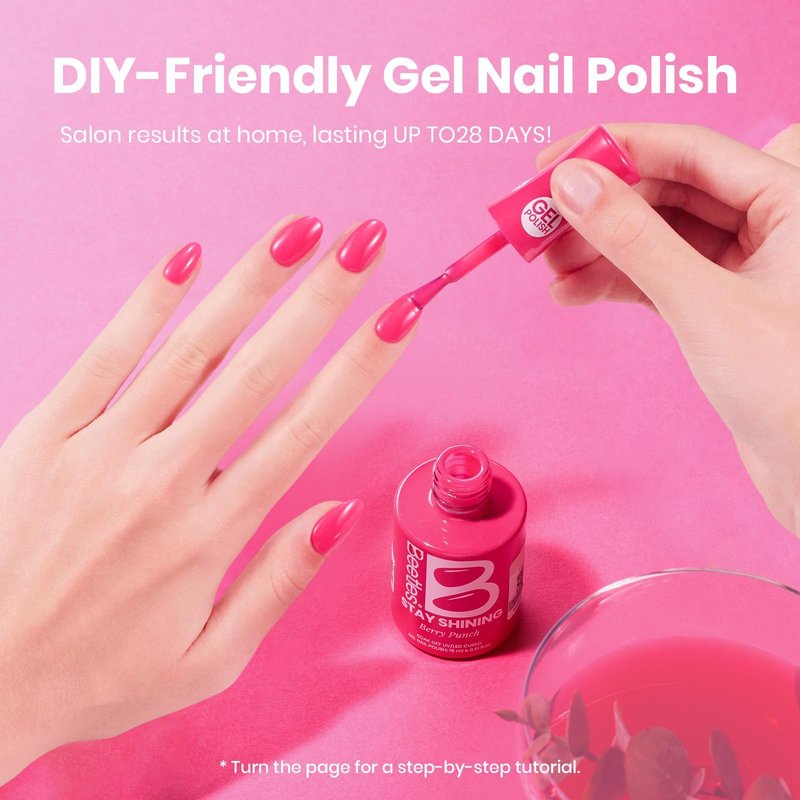Beetles Hot Pink Gel Polish - Wild Tulips 15ML/0.51FlOz, Neon Pink Gel Polish, Same Color Same Bottle STAY SHINING Series, Soak Off UV LED Lamp Nails Art Manicure Salon DIY Home Spring & Summer Nails