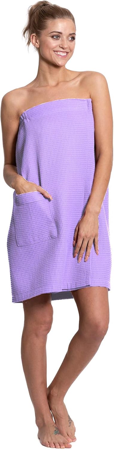 Turkuoise Linen Spa Bath Waffle Body Wrap - Lightweight & Adjustable Closure for Comfort