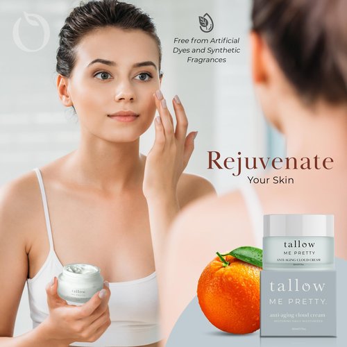 Tallow Me Pretty Anti-Aging Cloud Cream, Powerful Anti Aging Face Cream for Women, Minimizes Visible Aging, Improves Overall Texture & Boosts Skin Elasticity, Powered by Essential Fatty Acids, 1.7 Oz
