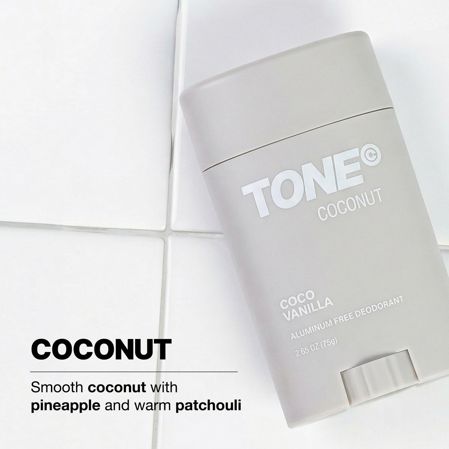 TONE Aluminum Free Deodorant for Men & Women, Coconut Vanilla, Paraben Free Formula with up to 48-Hour Odor Protection, Dermatologist-Tested, 2.65 oz