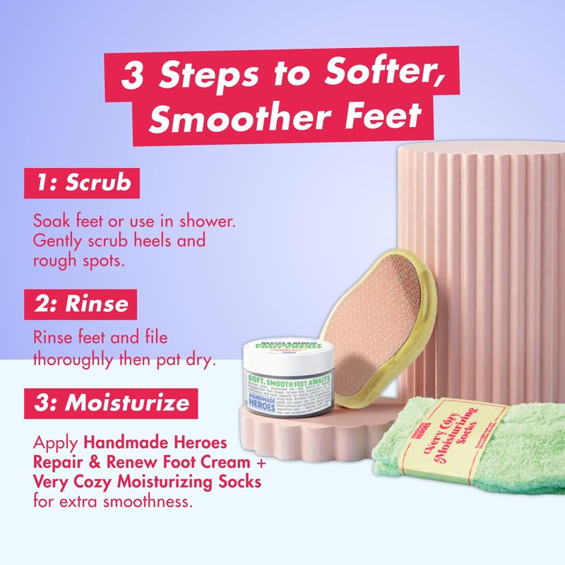 Handmade Heroes Exfoliating Foot Scrub – Smooths Dry, Rough Feet & Cracked Heels – Gentle Callus Care for Silky Soft Soles