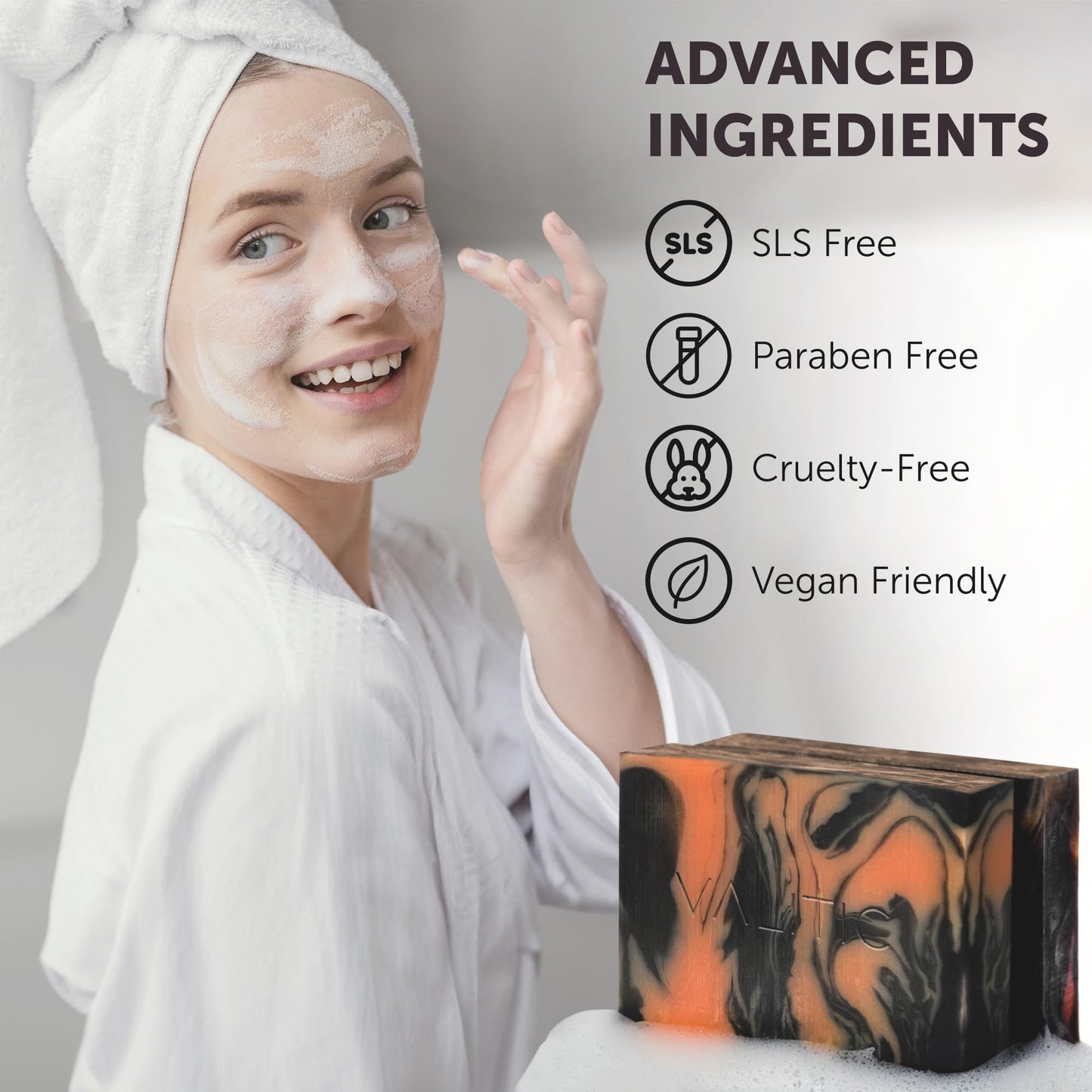 VALITIC Charcoal Kojic Acid Turmeric Black Soap Bar Dark Spot Remover for Body or Face Wash - 4 Pack