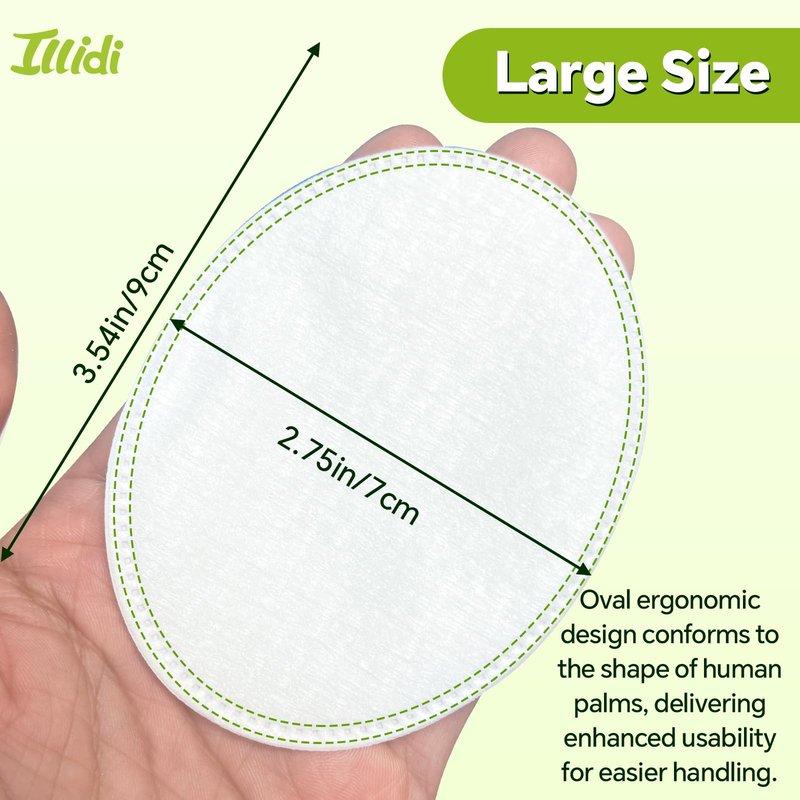ILLIDI Large Oval Cotton Pads, Multi-Layer, Dual-Sided, for Makeup Removal, Cleansing, and Toner Application, 80 Count