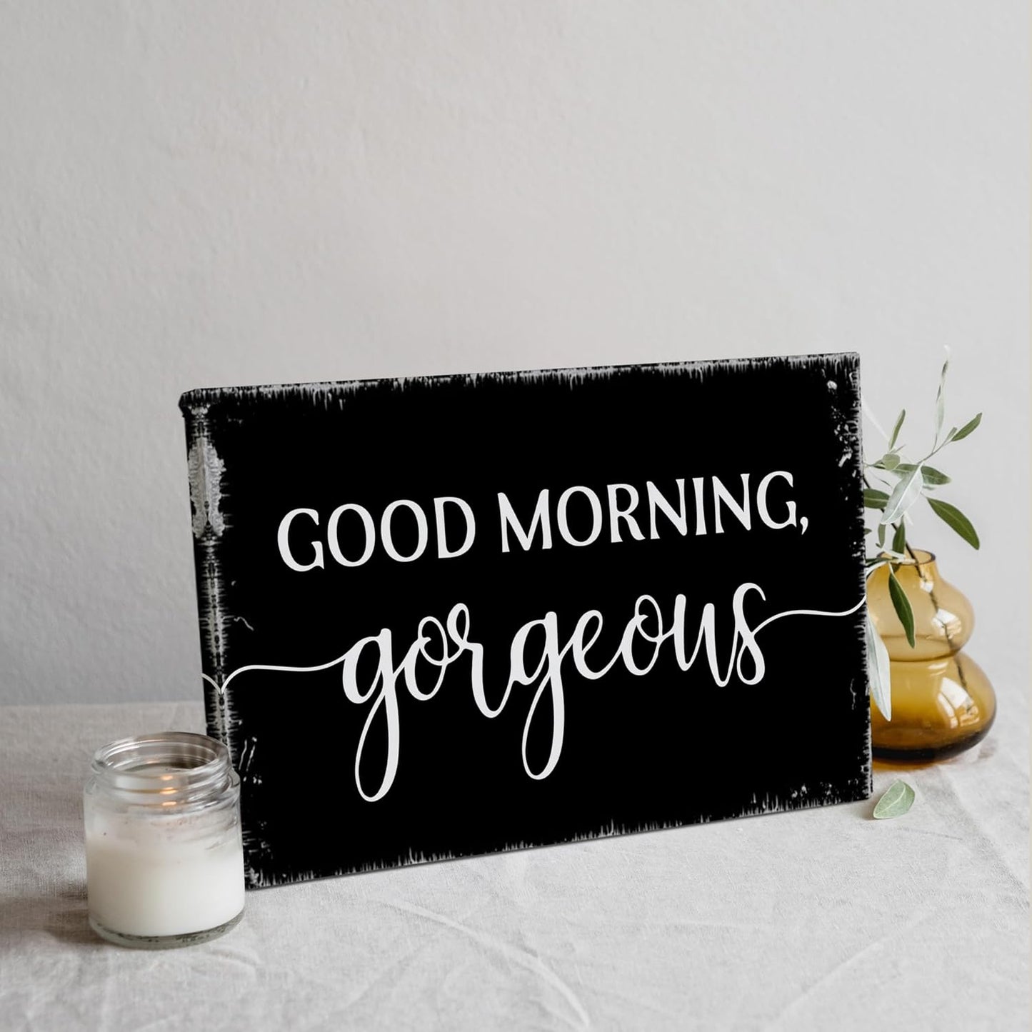 Tizzer Hello Gorgeous Wall Art Set - Romantic Farmhouse Decor for Couples | 11x14 Inch Black Prints