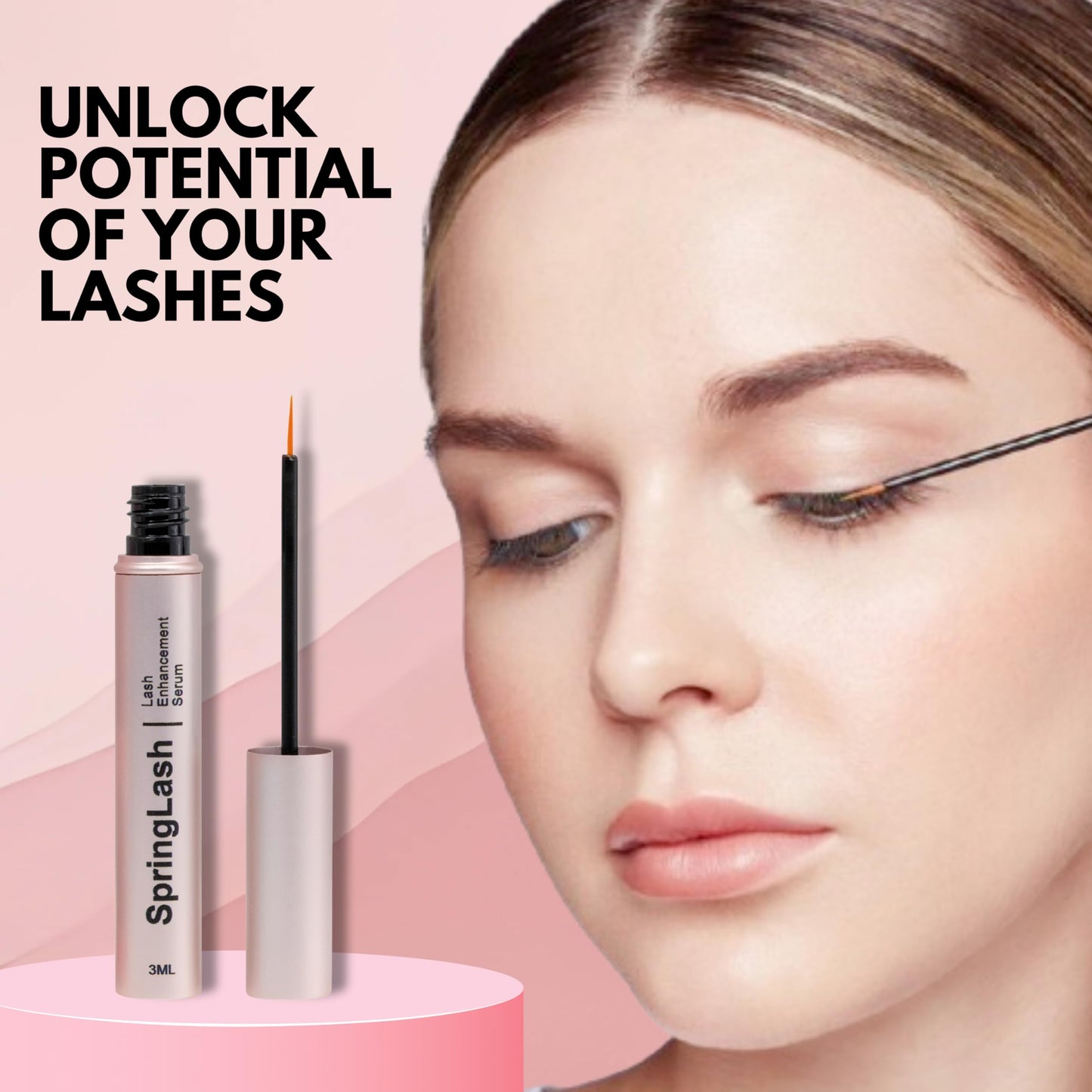 SpringLash - Eyelash Enhancement Serum with BIOTIN - Lash Enhancer For Longer, Fuller Eyelashes - Organic & Vegan Eyelash Enhancer - Cruelty Free - Eyelash & Eyebrow Conditioner [0.10 fl. oz/3ml]