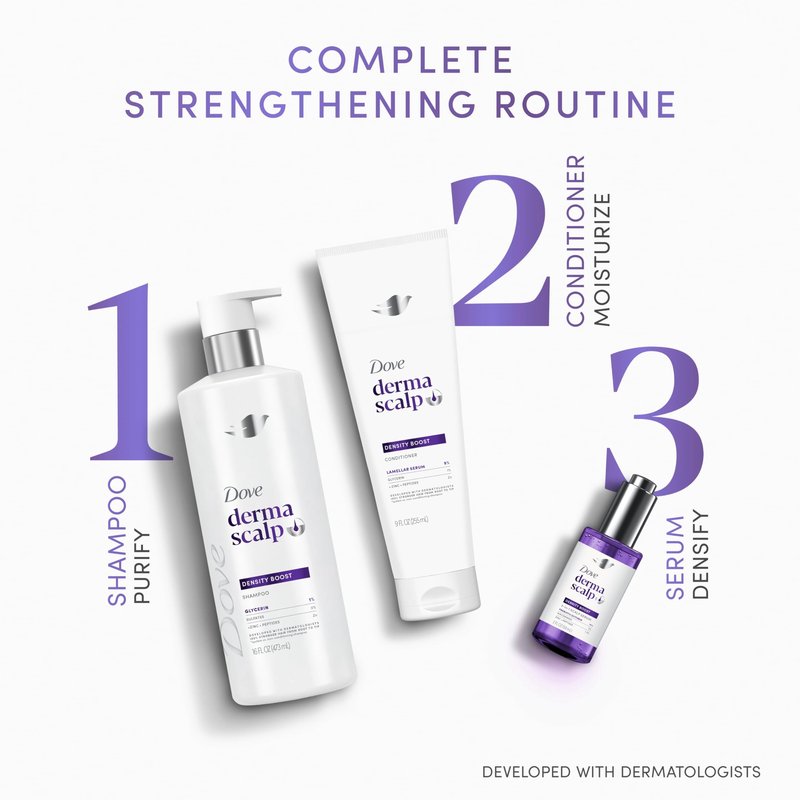 Dove Derma Scalp Density Boost Conditioner 1 ct With Lamellar Serum, Glycerin And Zinc + Peptides For Hair Loss And Breakage 9 oz