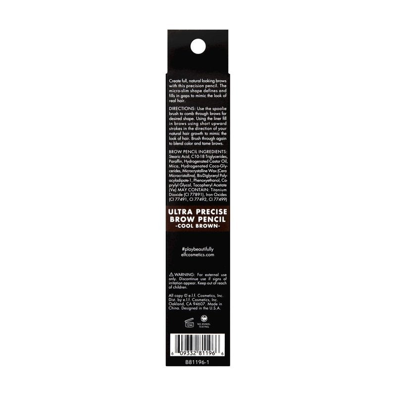 e.l.f. Ultra Precise Brow Pencil, Dual-Ended, Ultra Fine Tip Defines & Fills Eyebrows, Creamy Formula, Vegan & Cruelty-Free, Cool Brown