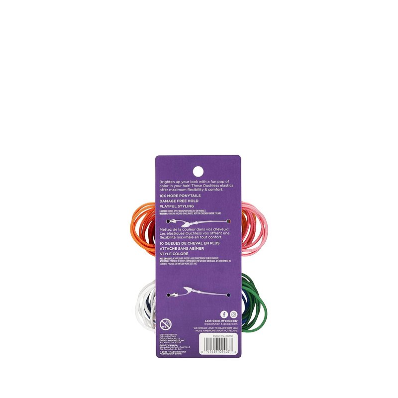 Goody Girls Ouchless Hair Elastics - 72 Count, 2 mm - No Snag, Gentle Hold for All Hair Types