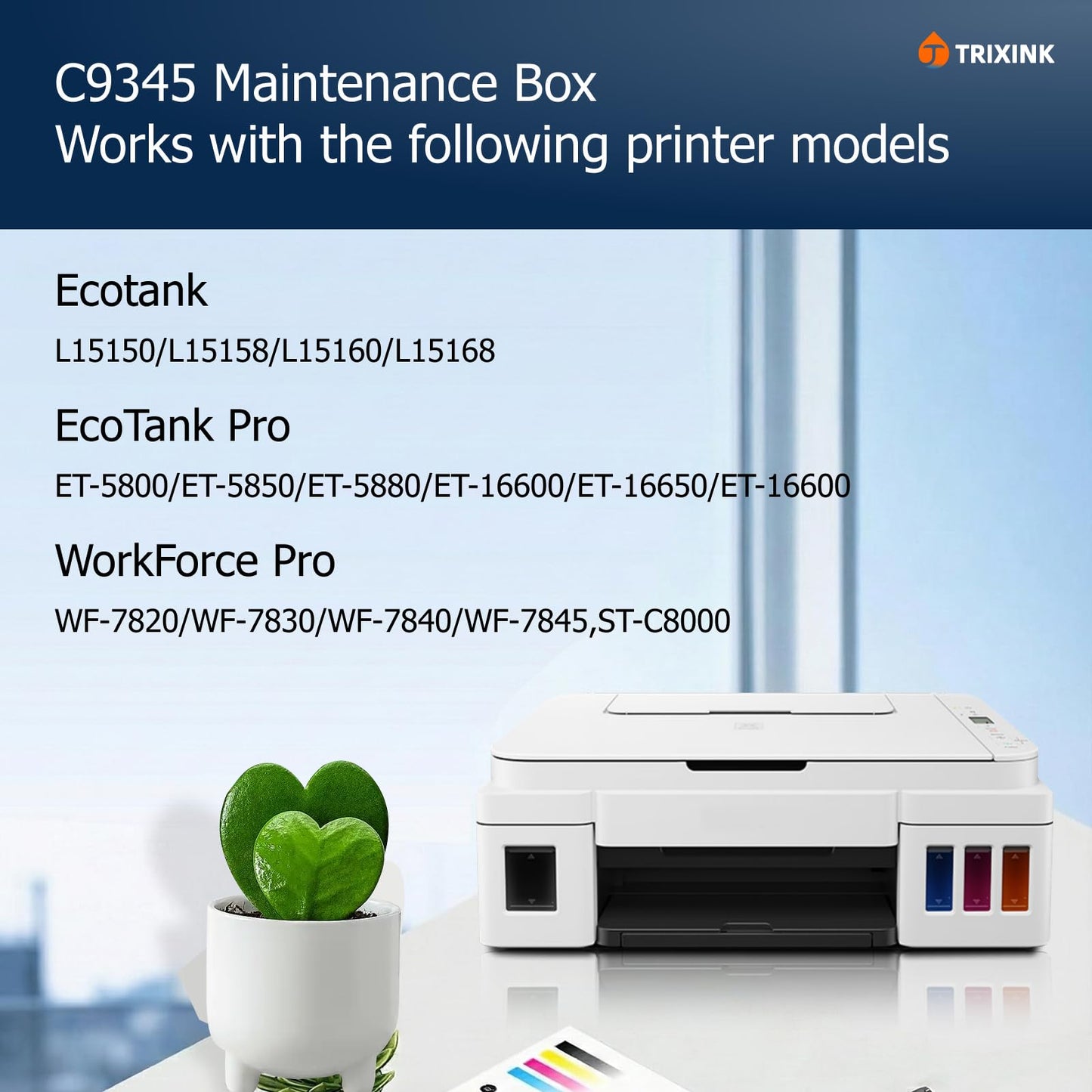 TRIXINK C9345 Maintenance Box Replacement with Enhanced Absorbent Core for Compatible Printers Waste Ink Tank with Chip, PXMB9 C12C934591, 1 Pack