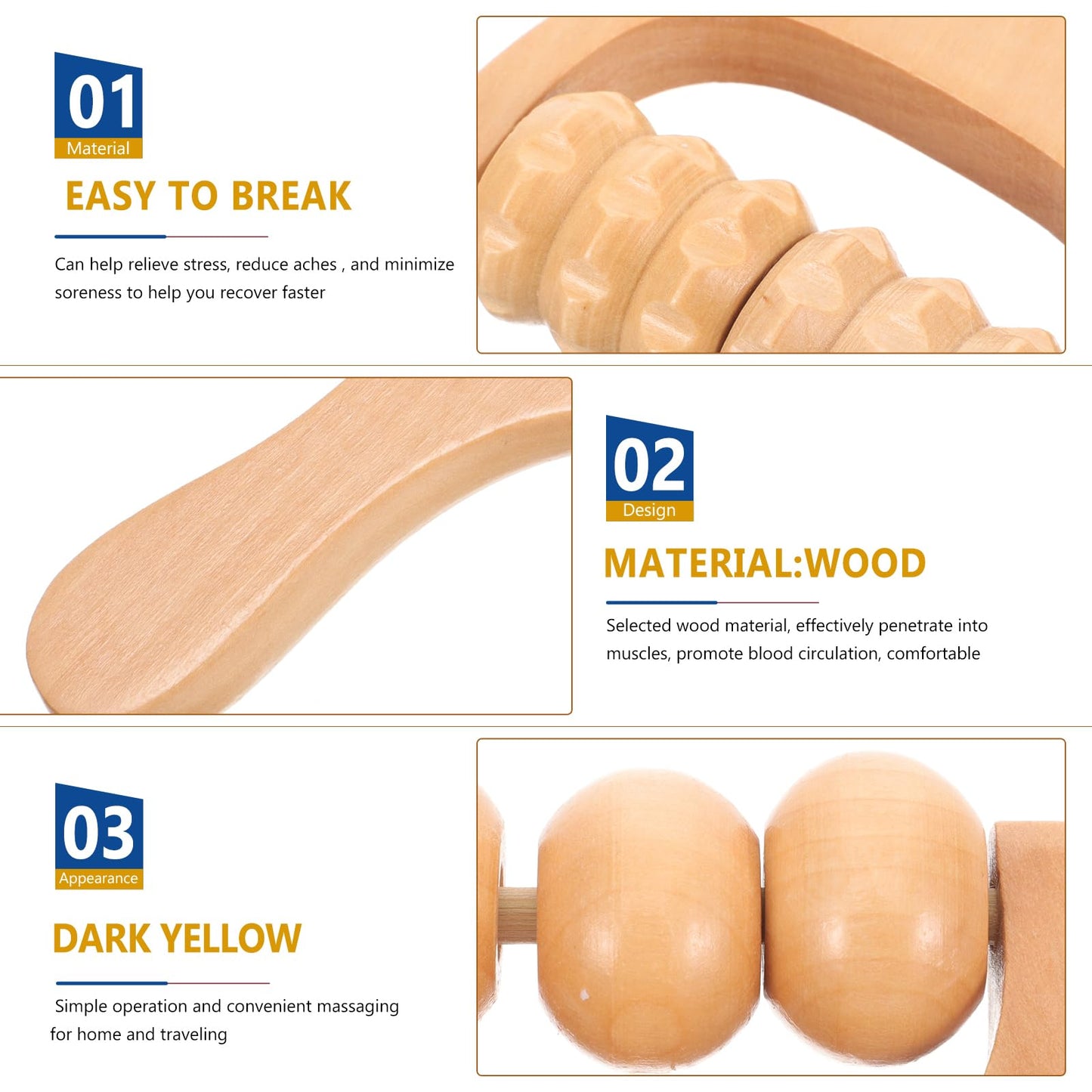 Healvian Wooden Massage Roller Tool Set for Full Body Relief Neck Shoulder Foot Leg Muscle Acupoint Therapy 2Pcs Compact Size 5.85 Inch Each