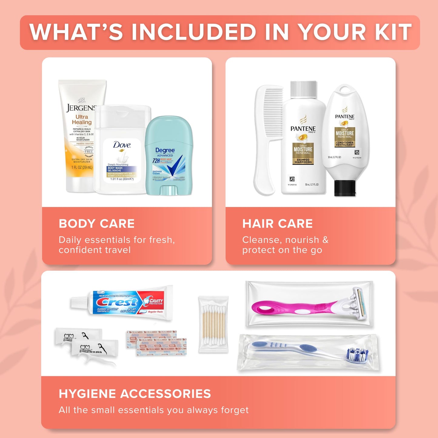 TrekTote 15 Piece Set Women’s Travel & Hygiene Kit with Clear Toiletry Bag, Personal Care Essentials, Single Kit or Bulk Case Packs, TSA Approved Toiletry Kit for Travel, Vacation, Everyday Essentials