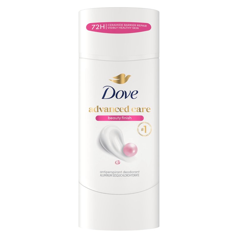 Dove Advanced Care Antiperspirant Deodorant Stick Beauty Finish for Helping Repair Skin Barrier After Shaving, with 72-Hour Sweat & Odor Protection, 2.6 oz