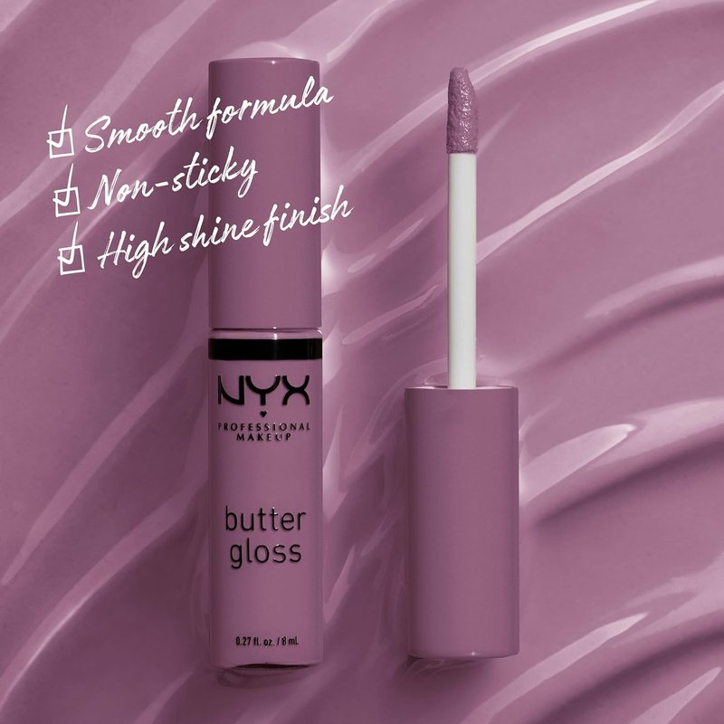 NYX PROFESSIONAL MAKEUP Butter Gloss - Non-Sticky Lip Gloss in Marshmallow (Muted Lilac)