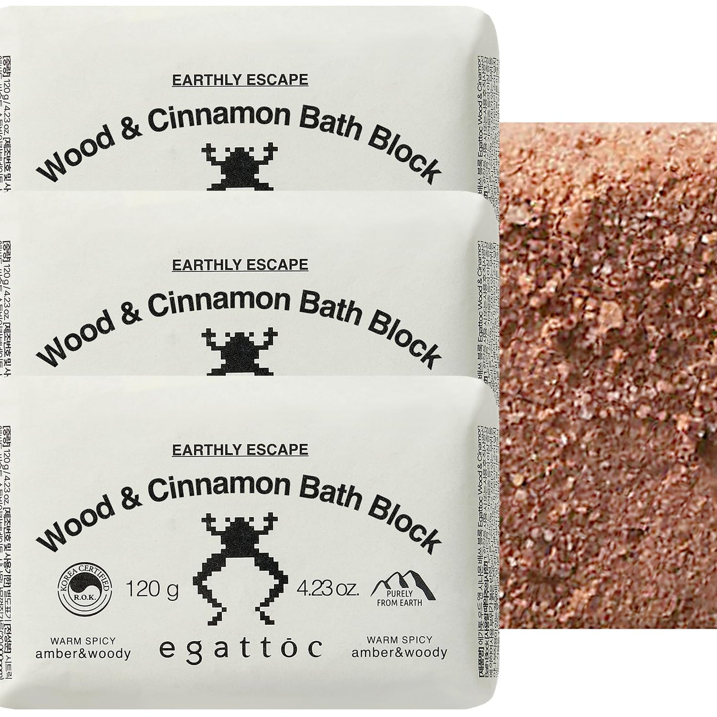 Egattoc Bath Bombs for Women, Pack of 3, Wood & Cinnamon Bath Fizzies with Essential Oils & Sea Salt, Moisturizing Bath Block for Dry Skin Relief, Natural Aromatherapy Home Spa Gift, Dark Forest Scent