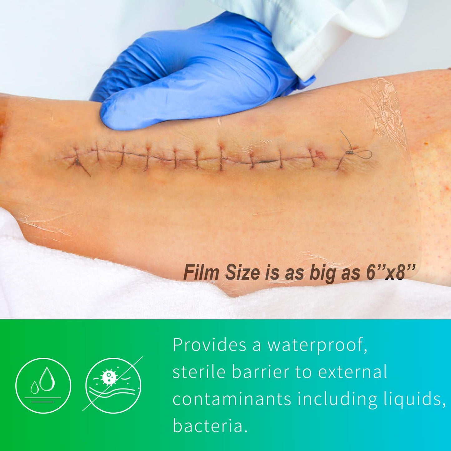 NeuHeils Transparent Film Dressing, Size 6''x8'', 20 Packs, Tattoo Aftercare Bandages, Large Waterproof Wound Cover Patch, Post Surgical Shower Shiled, IV Shield, PICC Catheter Shower Cover