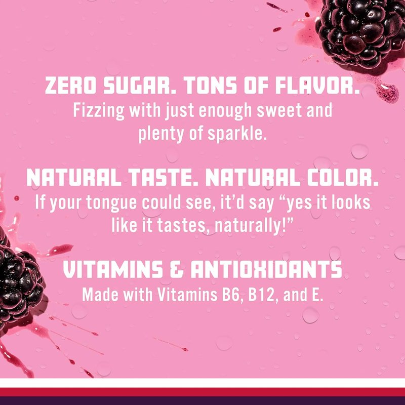 Black Raspberry Sparkling Water - Zero Sugar Flavored Beverage with Vitamins & Antioxidants | 17 fl oz Bottles (Pack of 12)