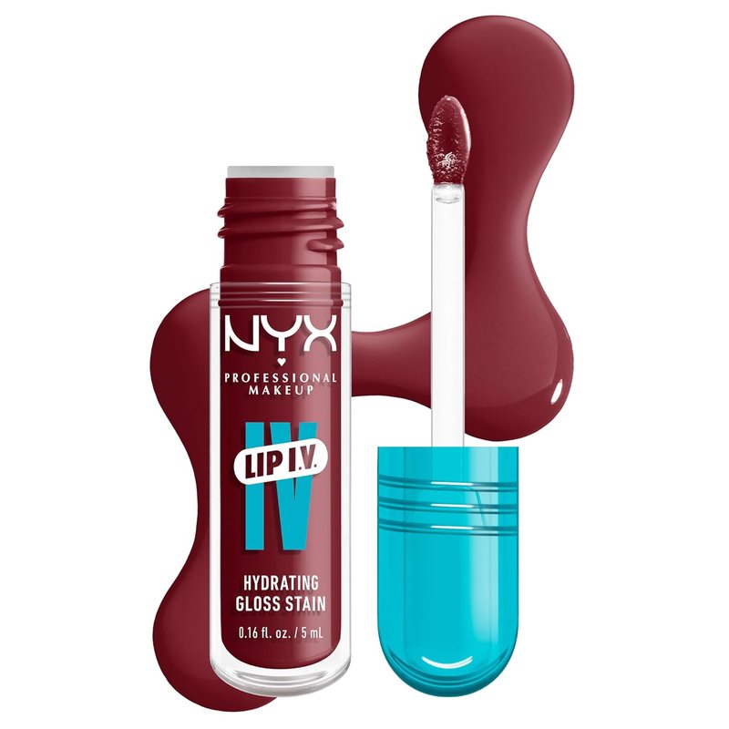 NYX PROFESSIONAL MAKEUP Lip IV Hydrating Glossy Lip Stain - 12HR Hydration in Drippin In Rose (Pink)
